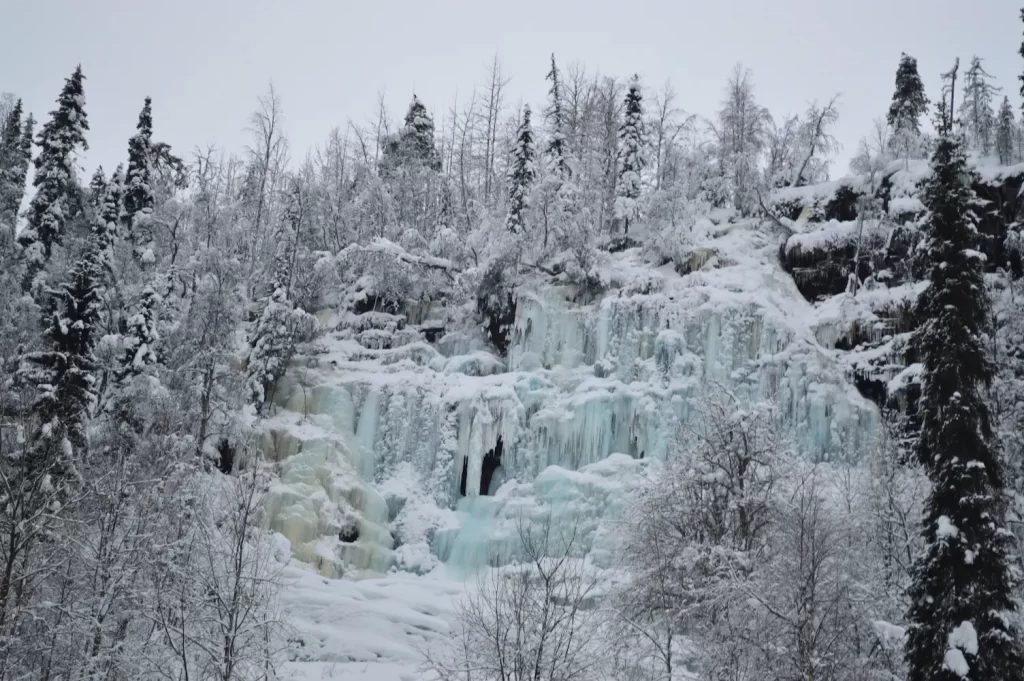 Korouma frozen waterfalls Lapland
