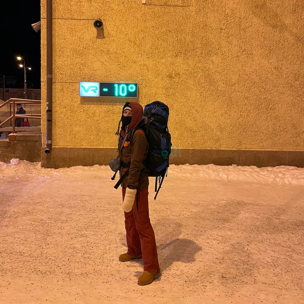 Full equipment for backpackers in Lapland in winter