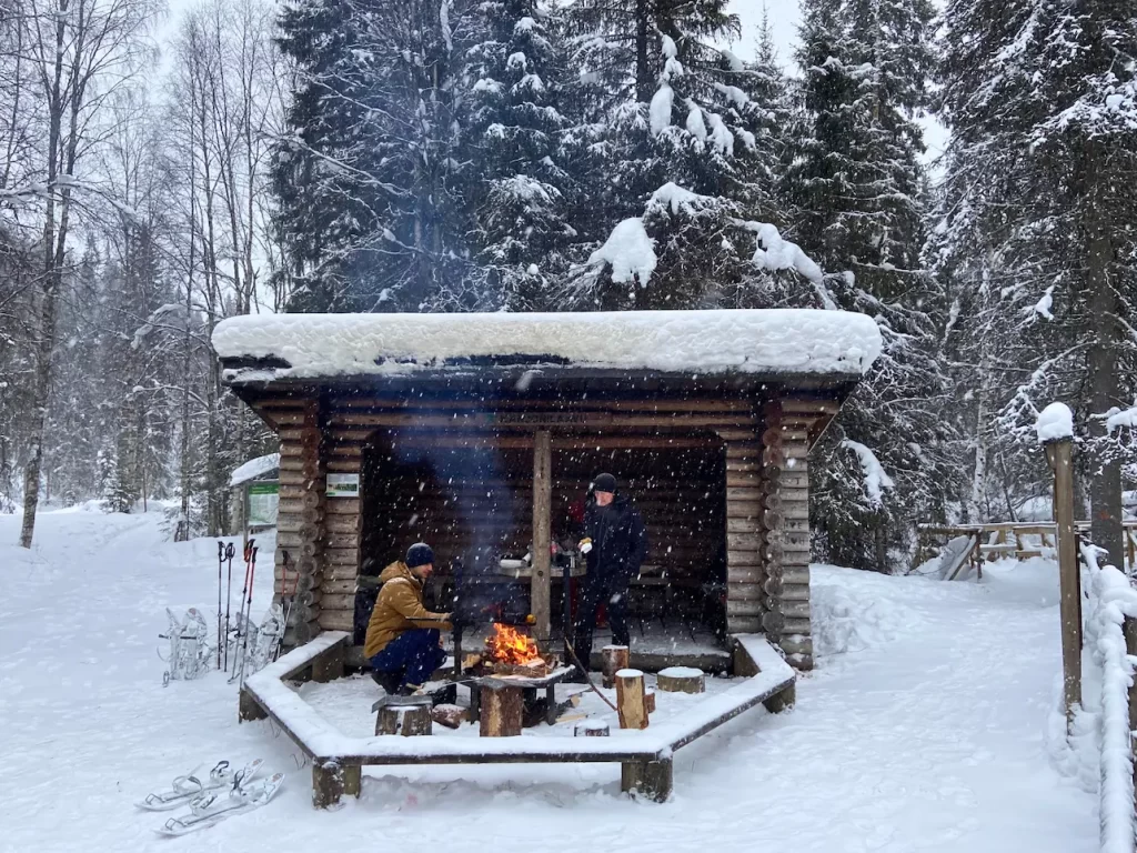 Camp fire in Korouma natinal park Lapland