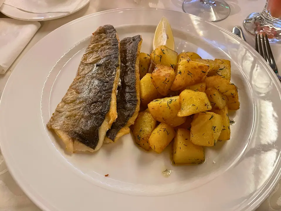 Fresh trout with potatoes and dill, typical Bulgarian dish