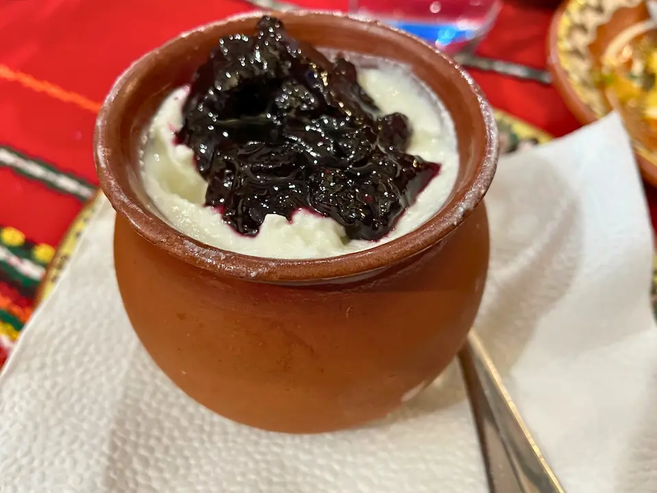 Yoghurt with blueberries, typical Bulgarian dish