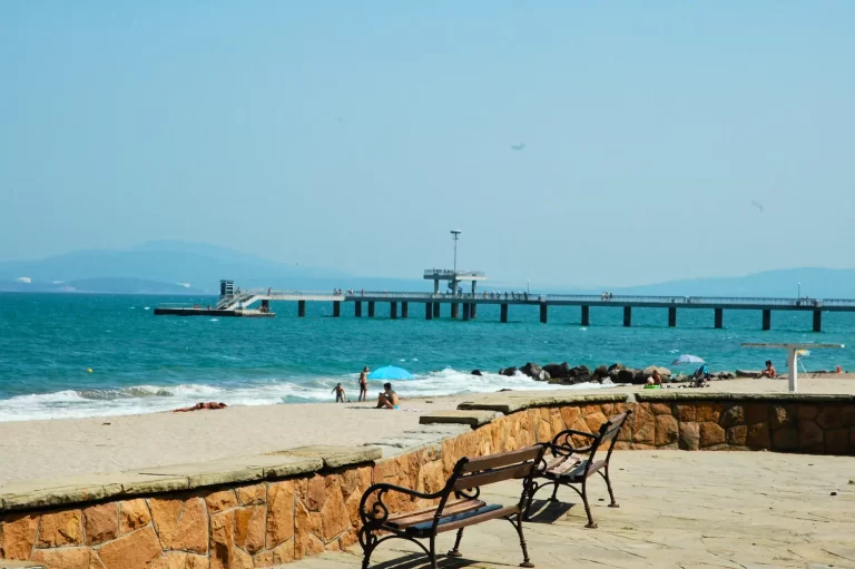 Burgas bridge, walking pier, beach, Bulgaria