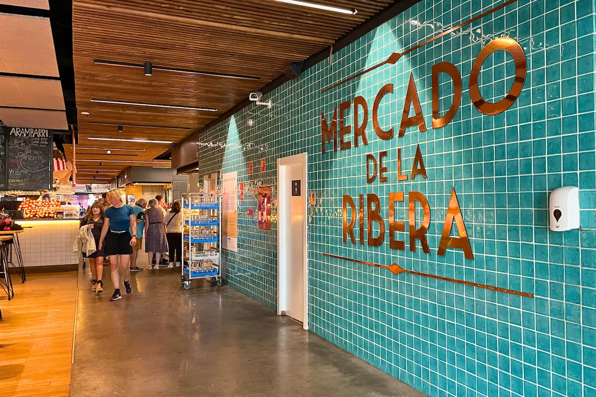 Mercado de la Ribera in Bilbao with the food market floor visible