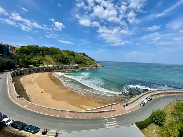 Getaria beach view with golden sand
