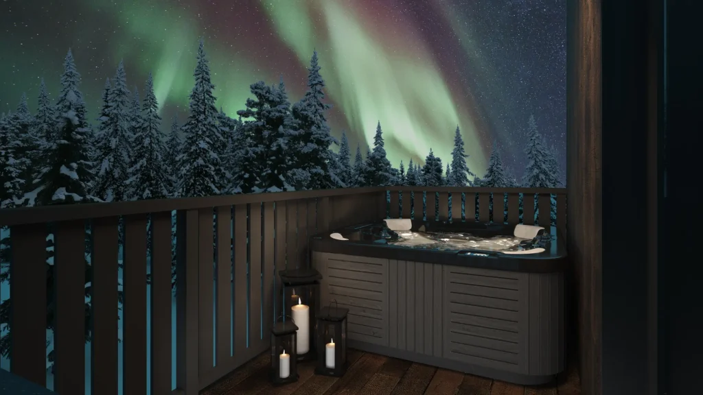 8 Truly Unique Stays In Lapland That You’ll Love - Around Europe Private spa and jacuzzi at the Skyview Igloos near Rovaniemi