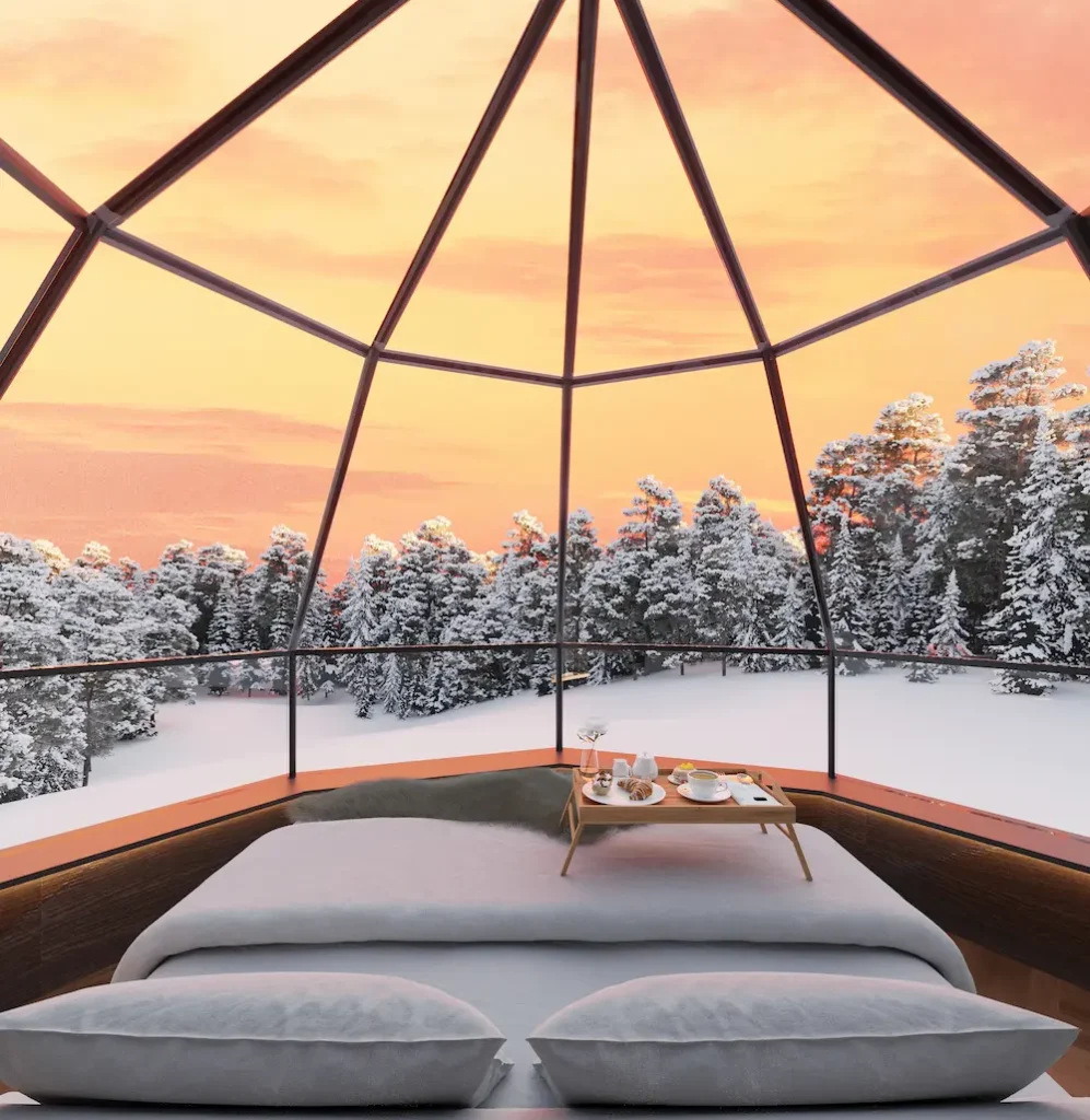 8 Truly Unique Stays In Lapland That You’ll Love - Around Europe View from the inside of a Skyview Igloo