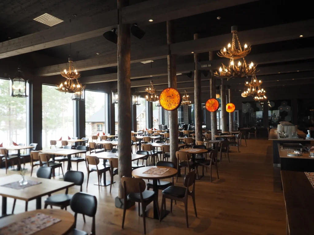 8 Truly Unique Stays In Lapland That You’ll Love - Around Europe the restaurant at the wilderness hotel in Inari Lapland