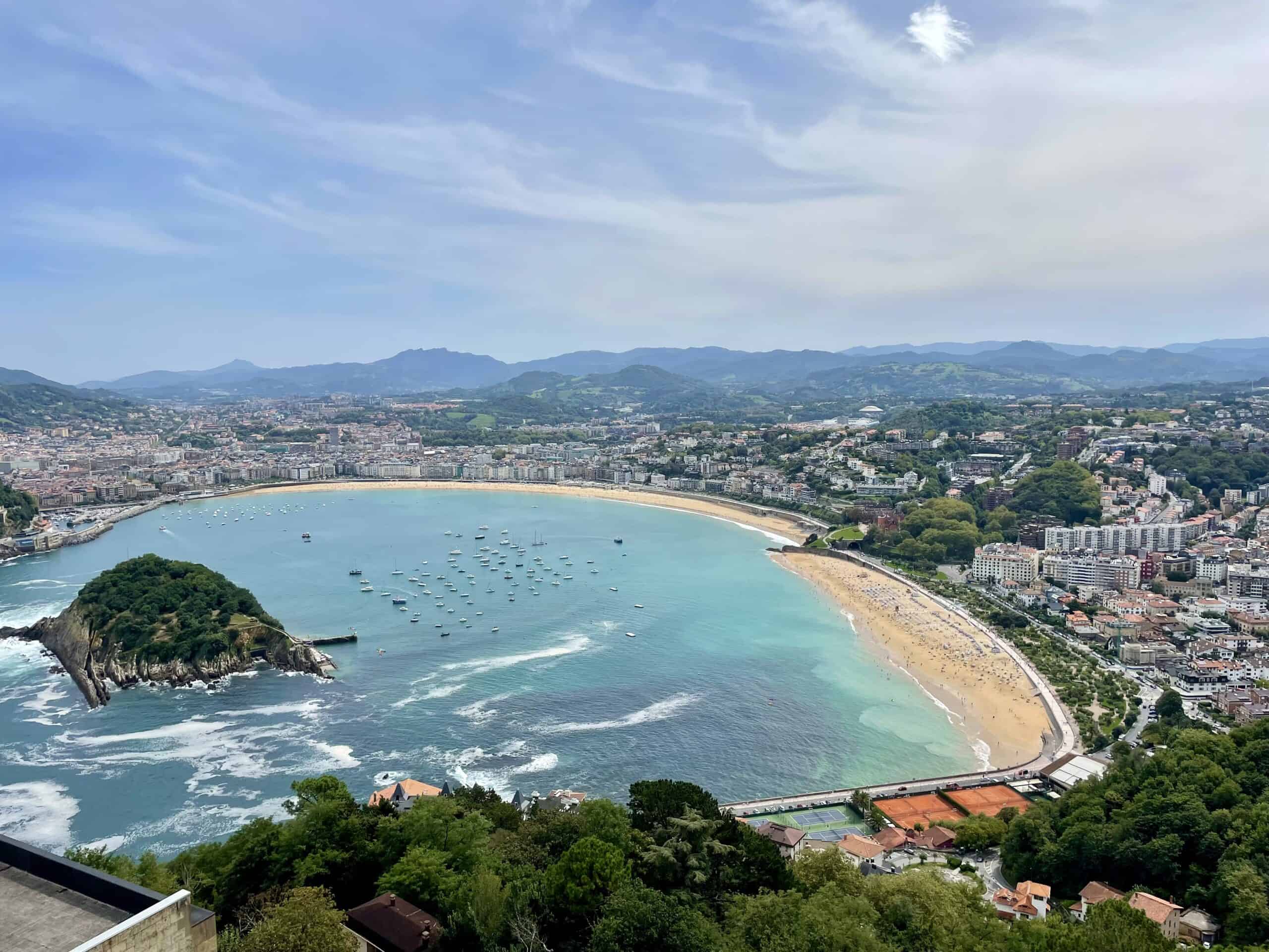 view of La Concha beach and San Sebastian from the top of Mount Igueldo