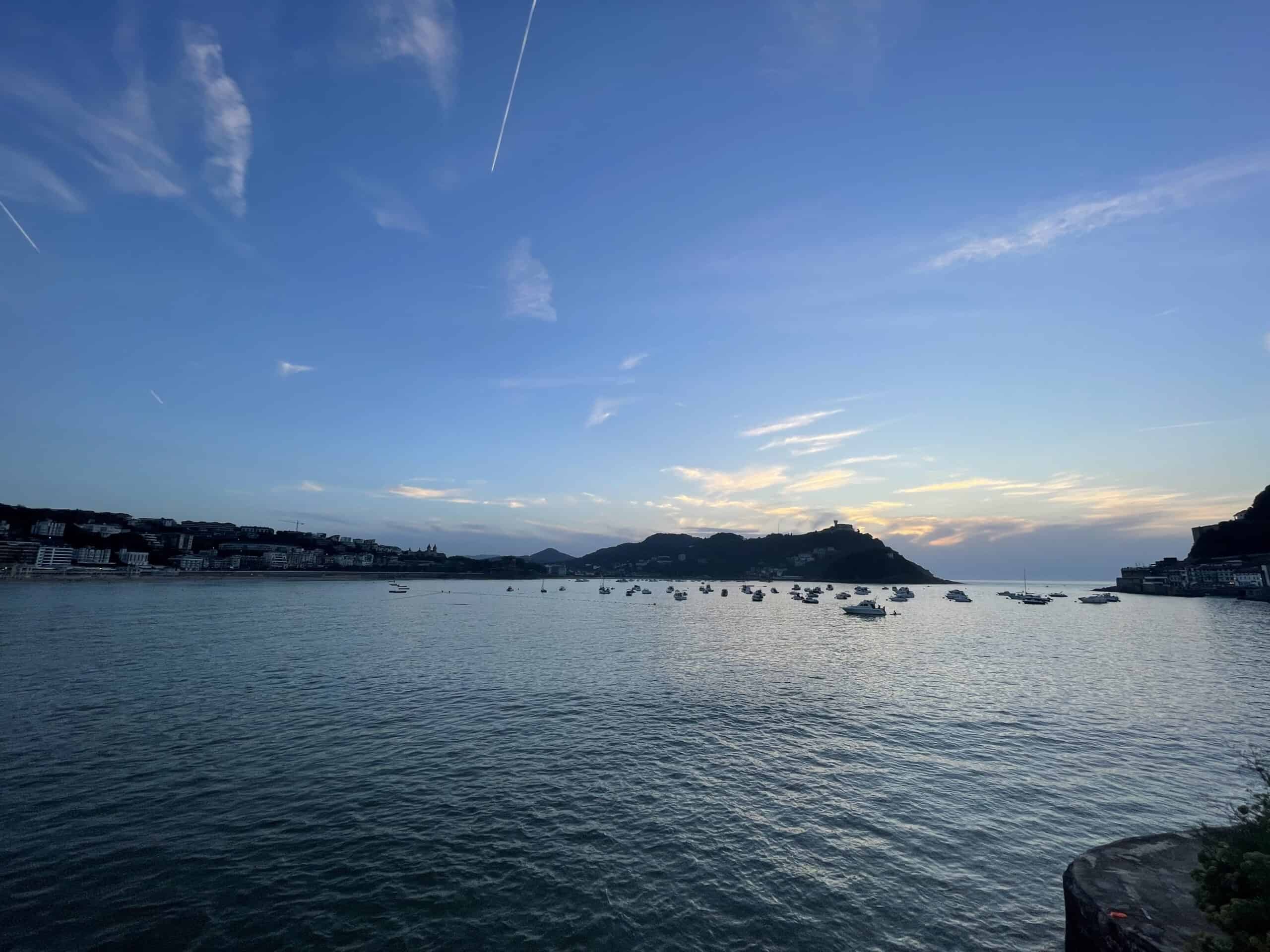 View of the bay in San Sebastian in the evening